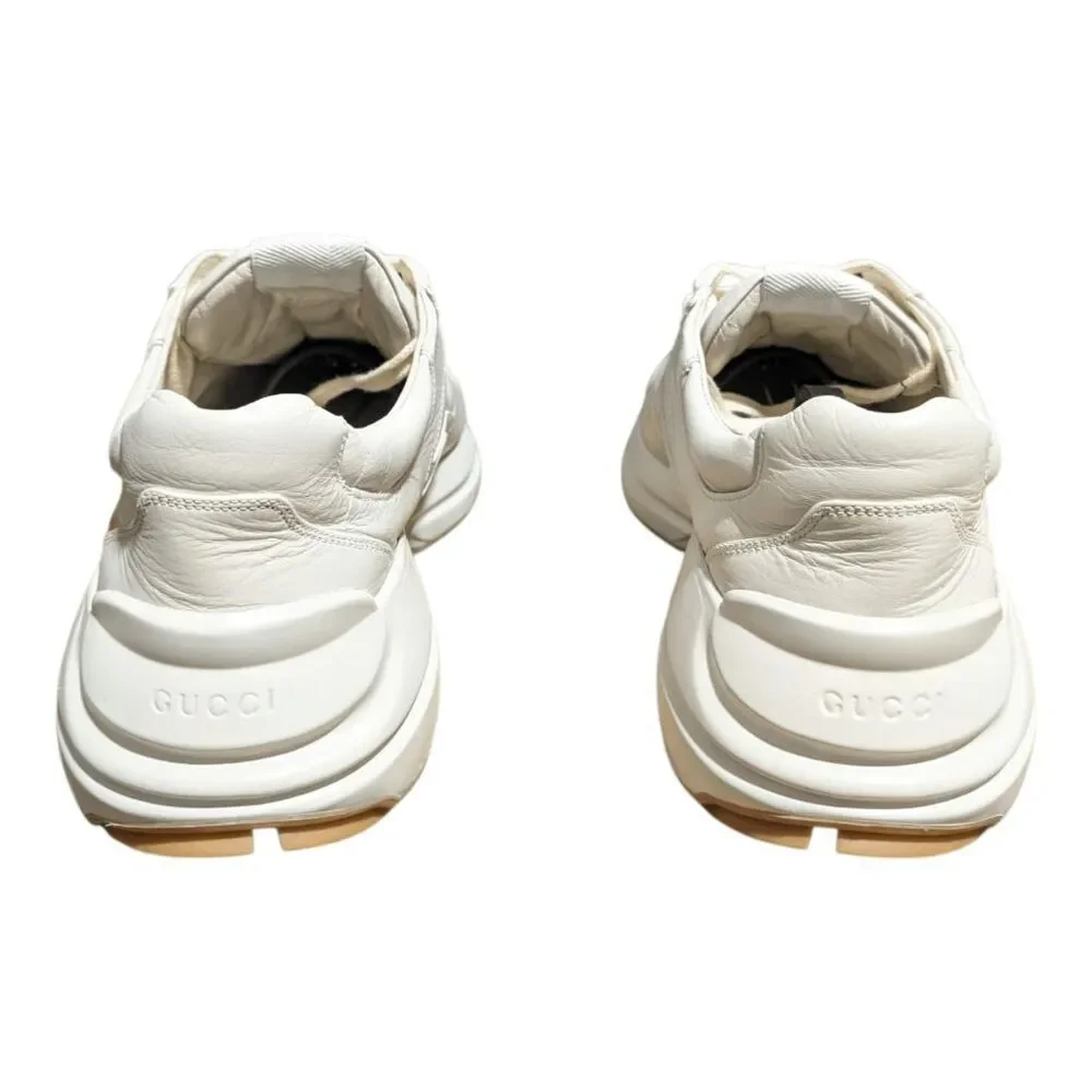 GUCCI Calfskin Interlocking G Heart Rhyton Sneakers Size 8